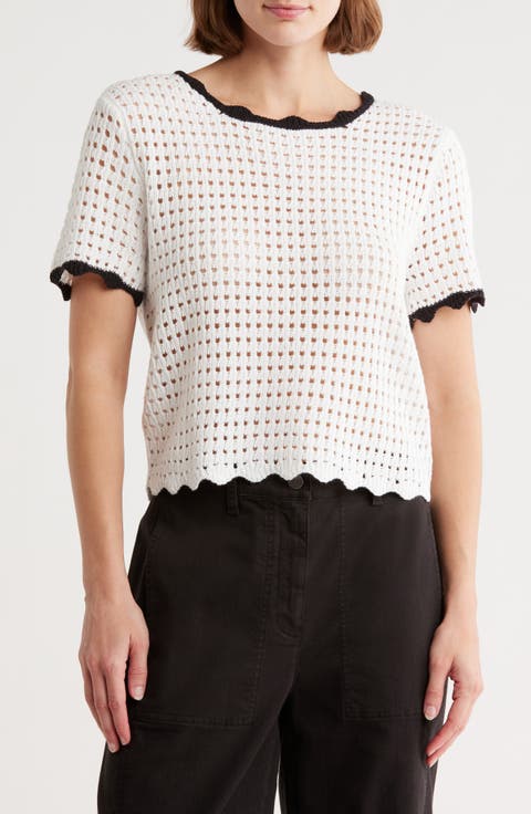 Short Sleeve Open Stitch Sweater