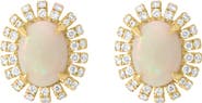 EFFY 14K Yellow Gold Opal Diamond Halo Stud Earrings