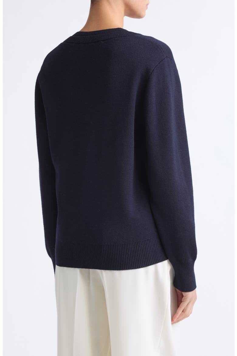 Double V-Neck Merino Wool Sweater, Alternate, color, NAVY