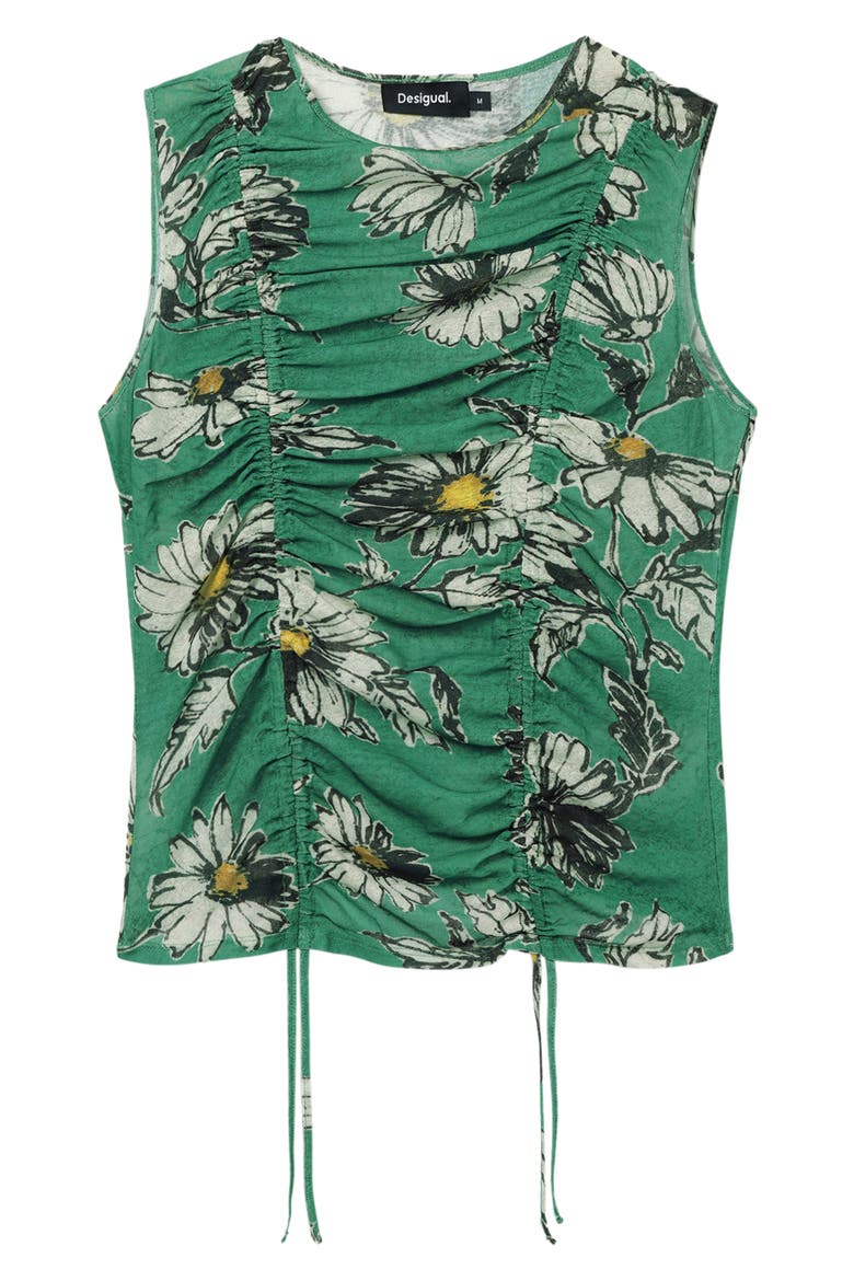 Ruched Floral Top, Alternate, color, GREEN