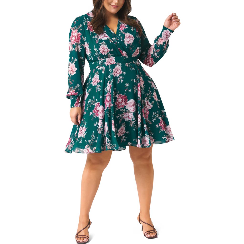 Ever New Freya Floral Long Sleeve A-Line Dress in Emerald Garden  product