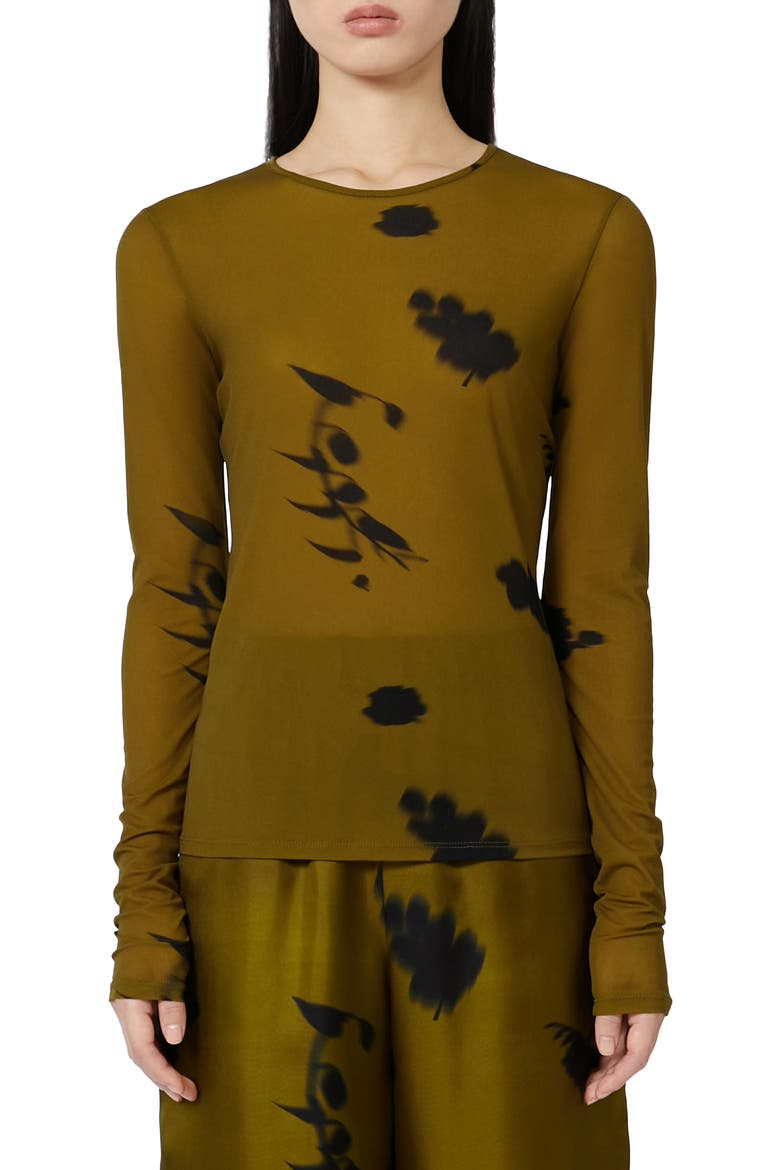 Effetto Floral Print Long Sleeve Shirt, Main, color, OLIVE GREEN