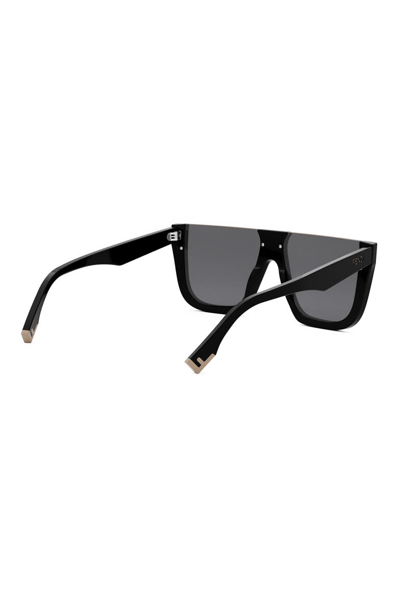 'Fendi Way Flat Top Sunglasses, Alternate, color, SHINY BLACK / SMOKE