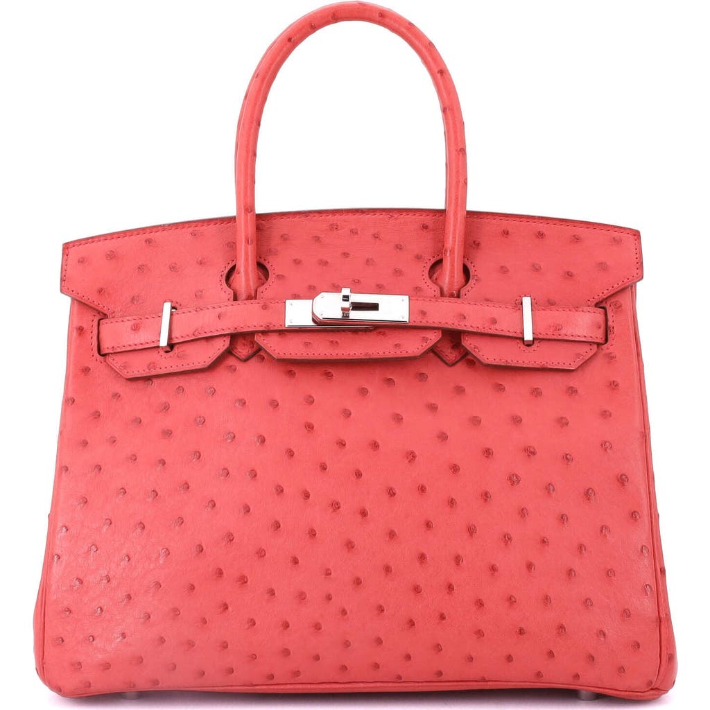 Pre-owned Hermes Hermes Birkin Handbag Pink Ostrich With Palladium Hardware 30 In Purple