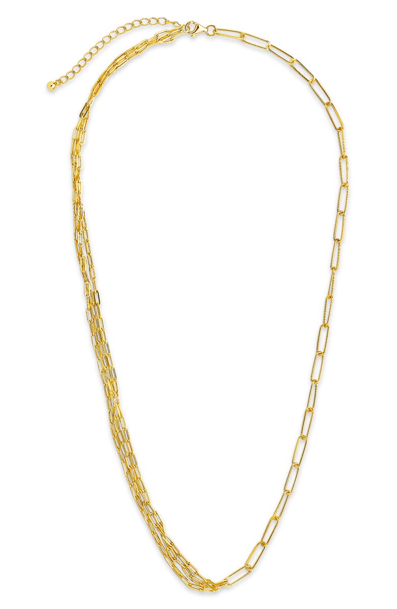 Sterling Forever Layered Paper Clip Chain Necklace, Main, color, 
