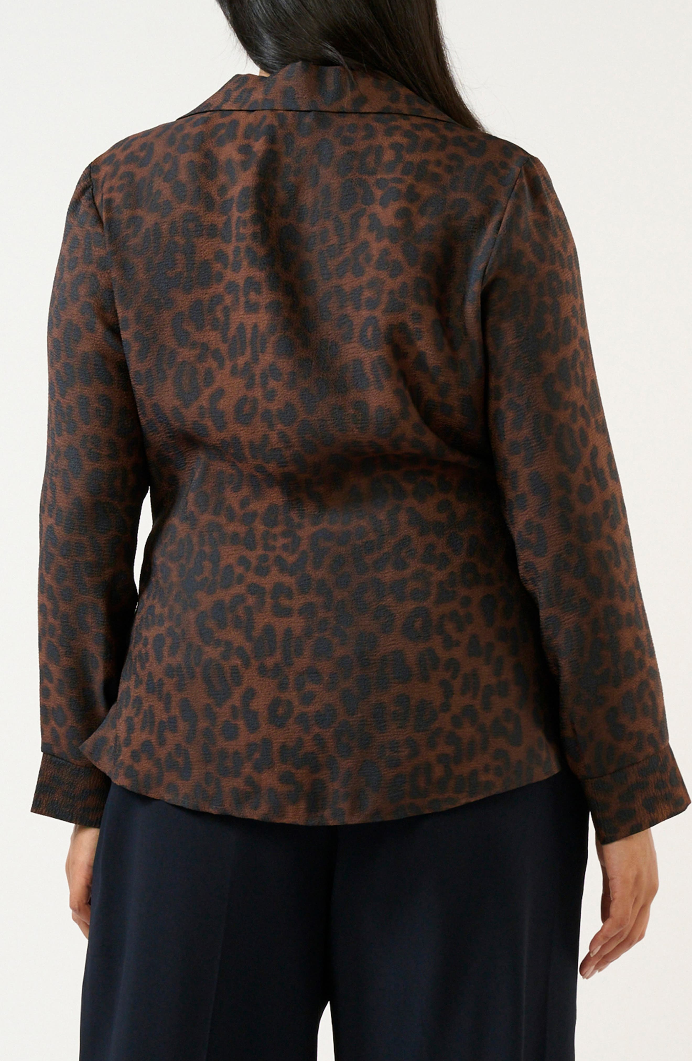 Leona Leopard Print Tie Front Button-Up Top - image 2