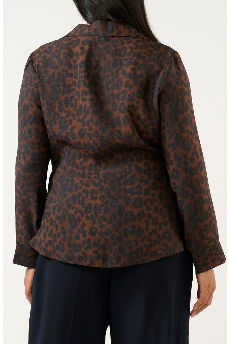 Leona Leopard Print Tie Front Button-Up Top, Alternate, color, CHOCOLATE/ NAVY