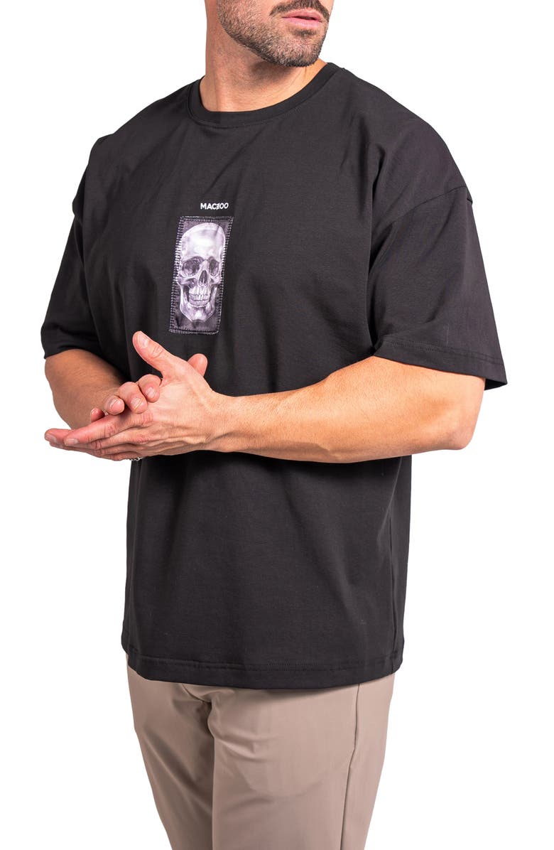 Maceoo Ascension Maison Appliqué Cotton Graphic T-Shirt, Alternate, color, Black