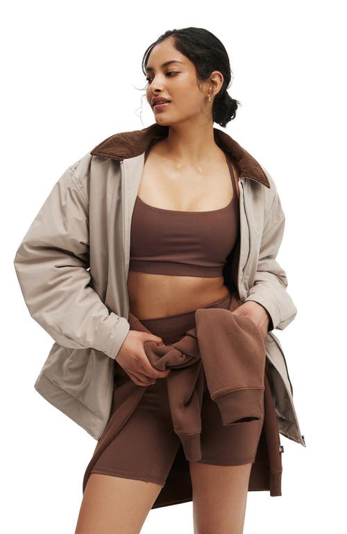 Cotton On Body Active Contrast Collar Oversized Jacket In Neutral