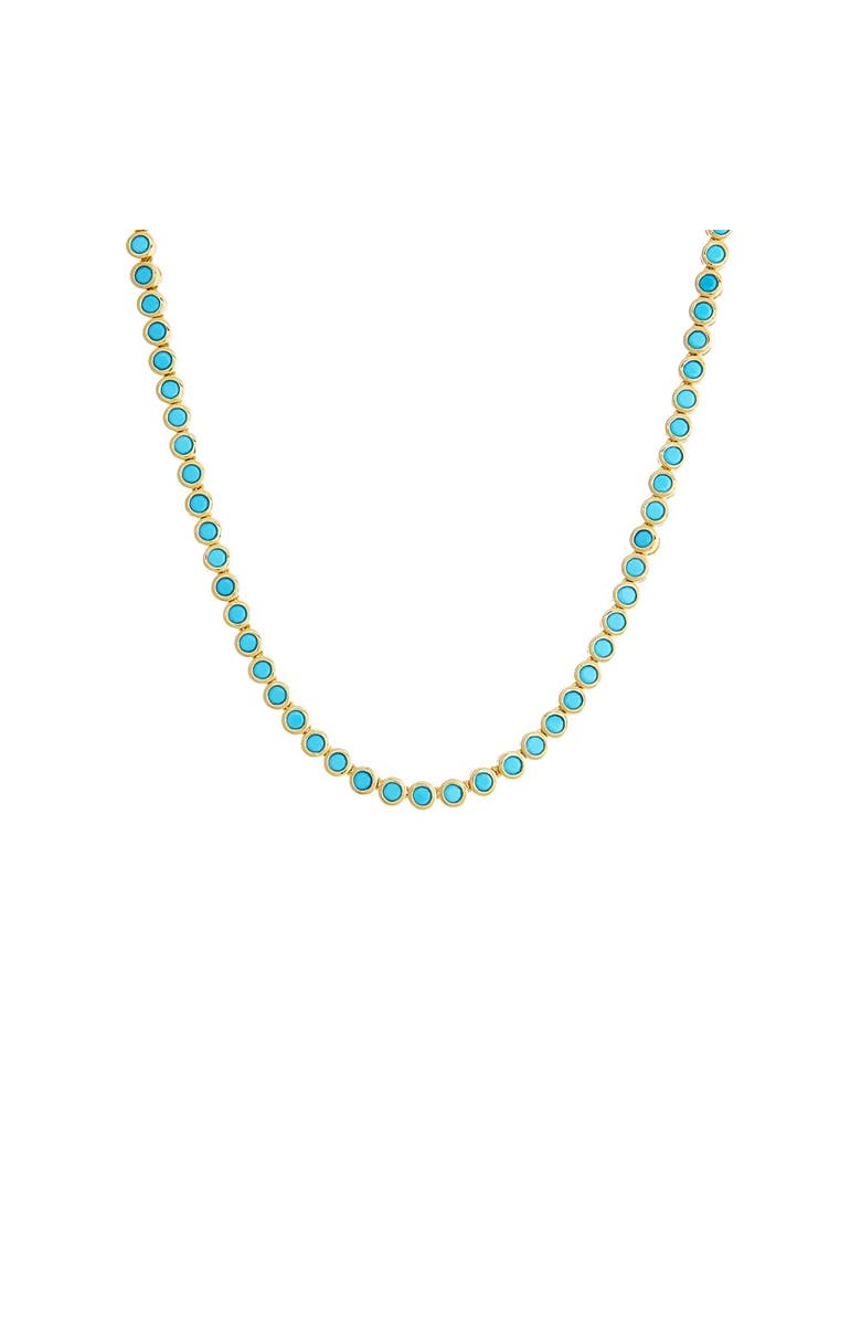 BY ADINA EDEN Turquoise CZ Bezel Tennis Necklace, Main, color, Turquoise