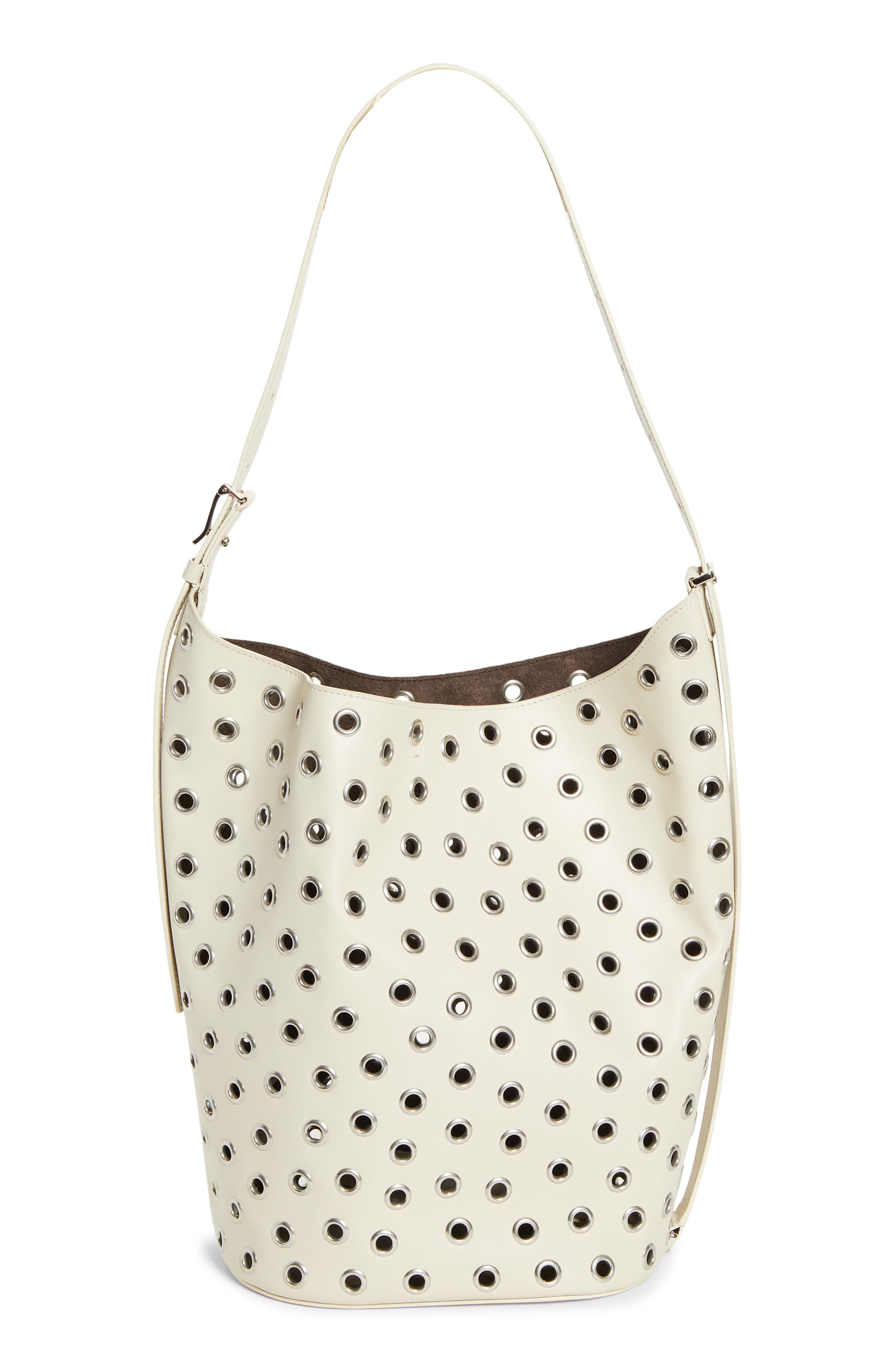 Proenza Schouler Brant Grommet Leather Bucket Bag, Main, color, Ecru