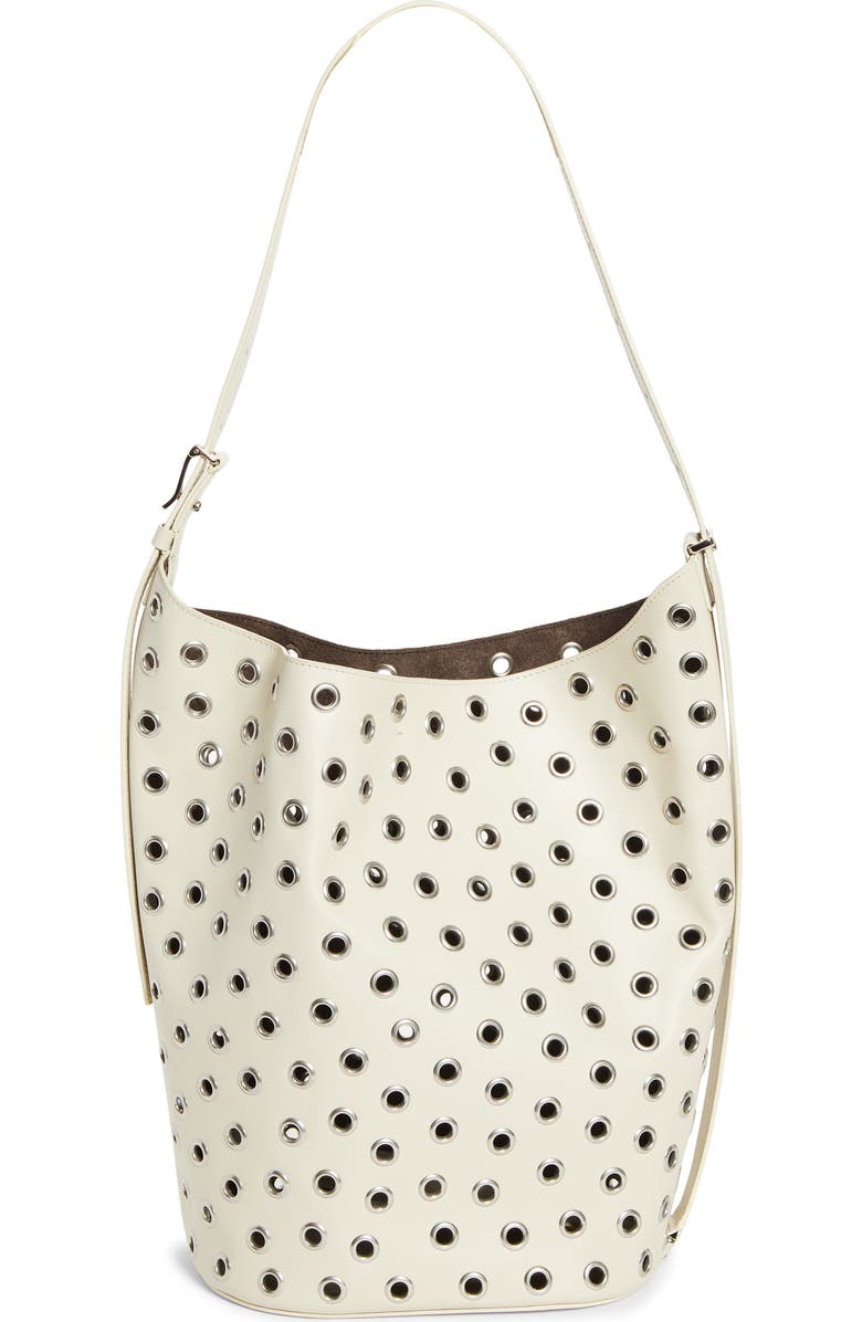 Proenza Schouler Brant Grommet Leather Bucket Bag, Main, color, Ecru