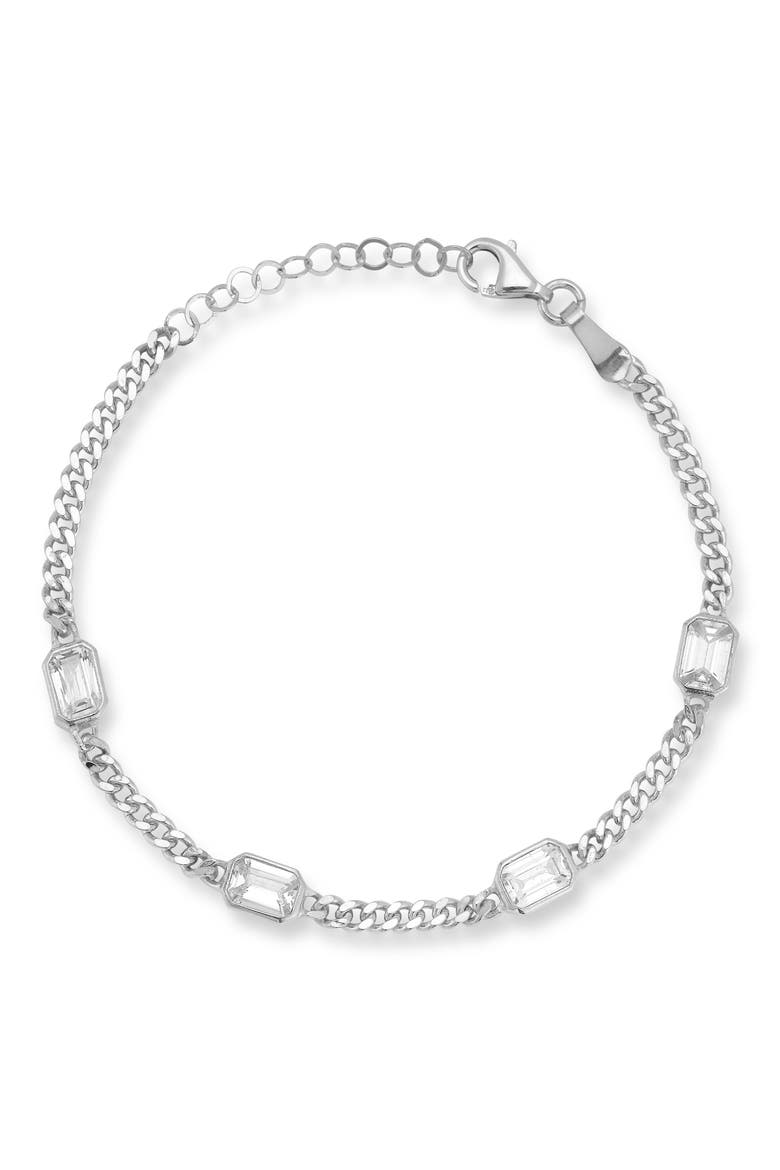 Cubic Zirconia Curb Bracelet, Main, color, SILVER
