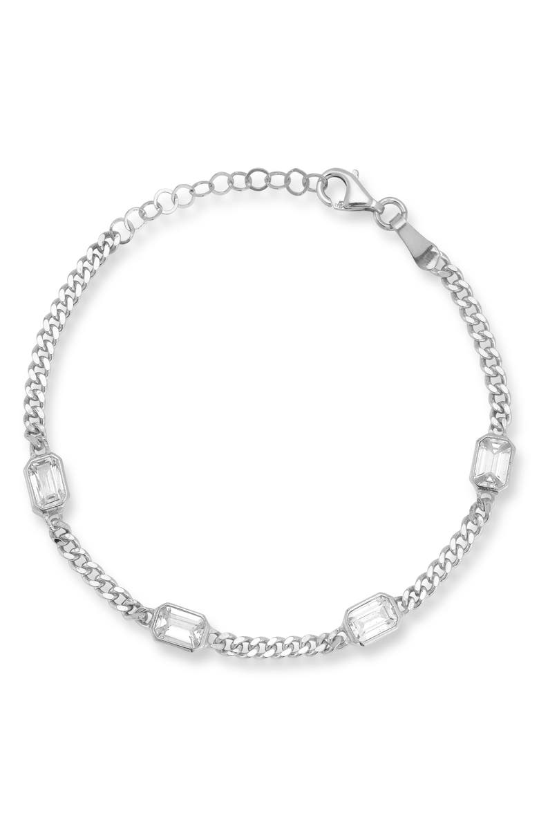 CHLOE AND MADISON Cubic Zirconia Curb Bracelet, Main, color, Silver