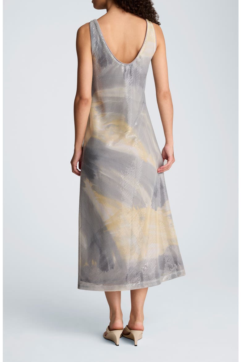 Print Sequin Sleeveless Maxi Dress, Alternate, color, PASTEL YELLOW MULTI