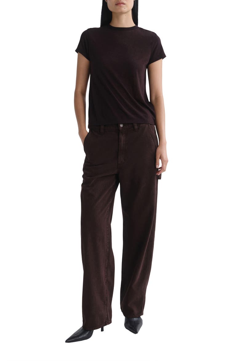 Long Line Adine Tee, Alternate, color, RISTRETTO DARK HEATHER PLUM