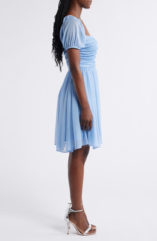 Jump Apparel Glitter Puff Sleeve Cocktail Minidress In Blue