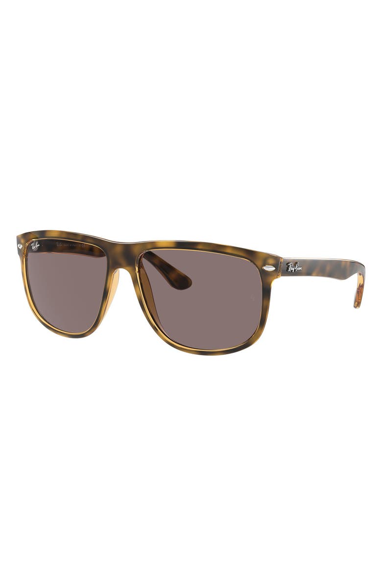 Ray-Ban Boyfriend 60mm Flat Top Sunglasses, Alternate, color, Shiny Havana/ Violet