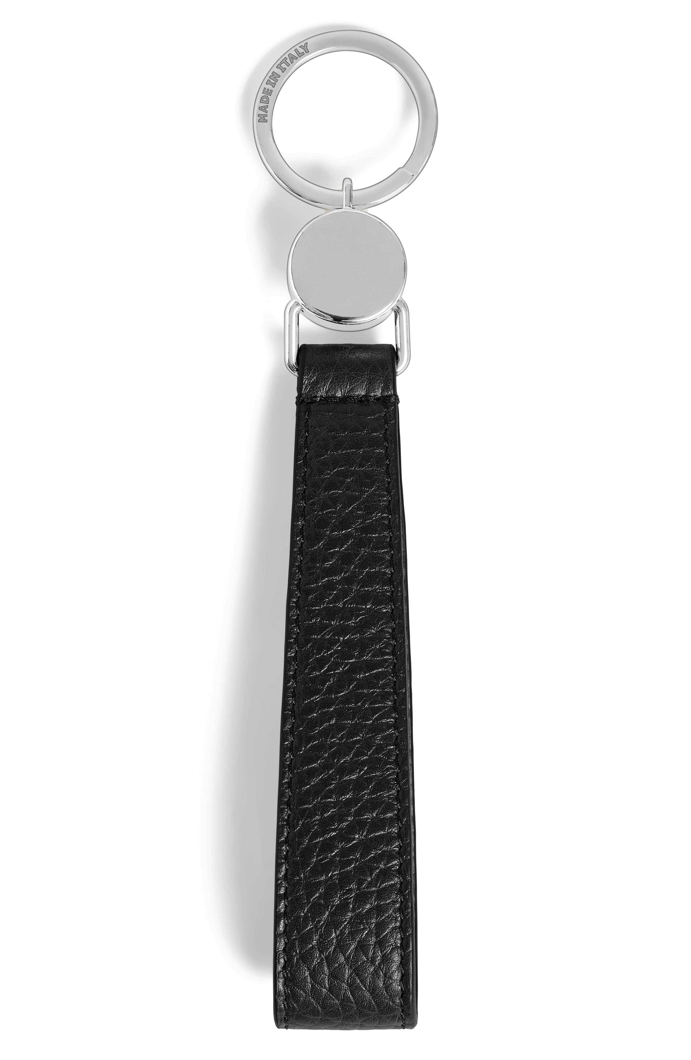 Grain Leather Key Fob, Alternate, color, BLACK