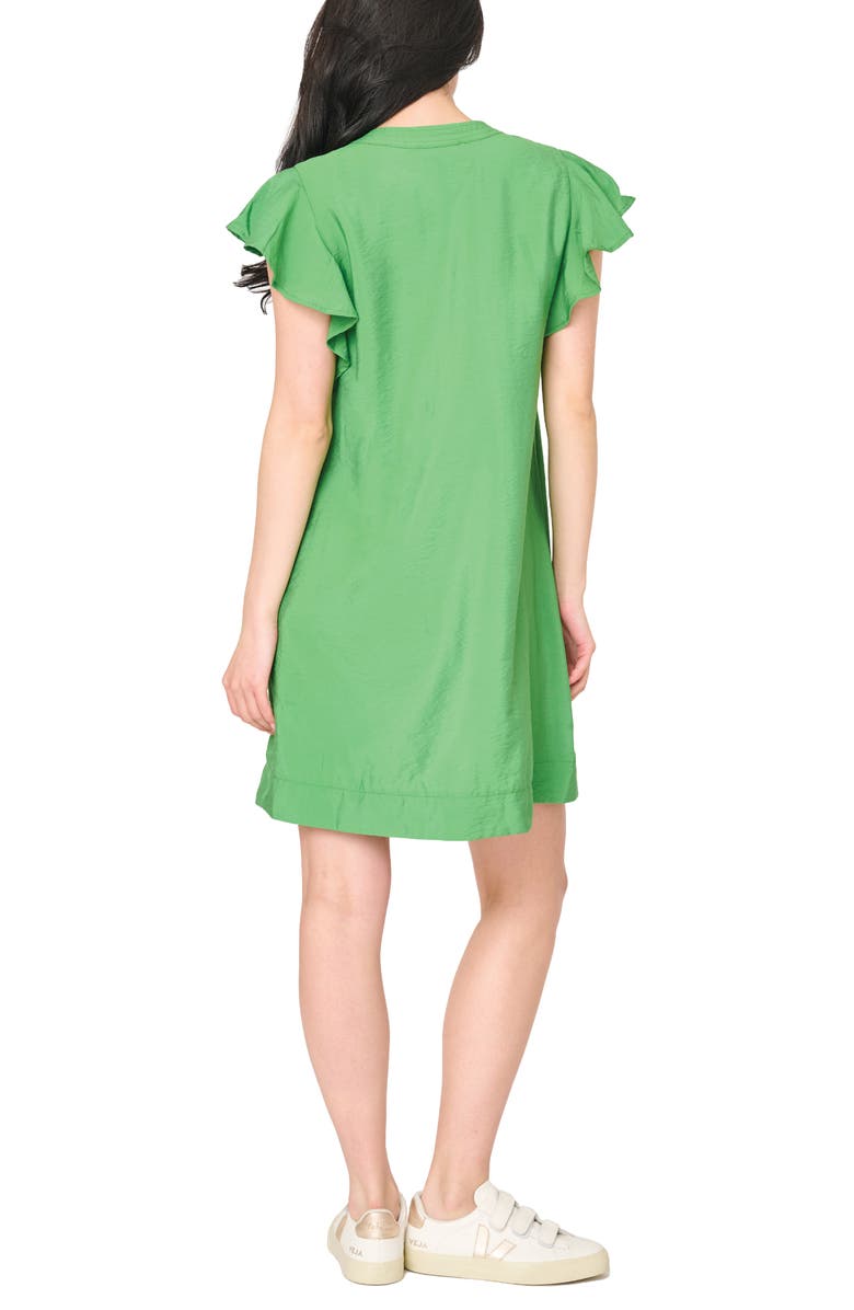 GIBSONLOOK Flutter Sleeve Notch Neck Shift Dress, Alternate, color, Garden Green