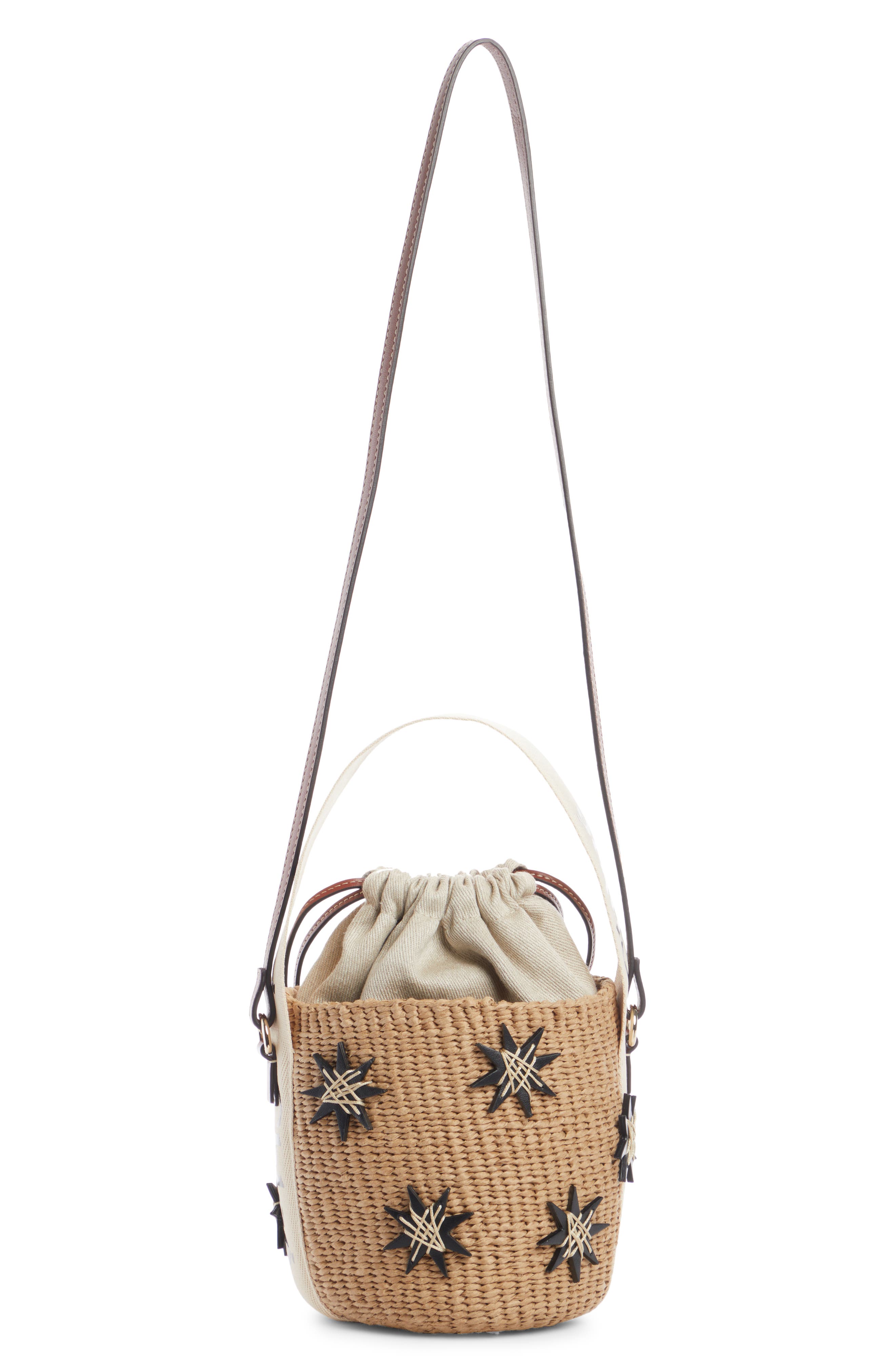 Chloé x Mifuko Small Woody Leather Stars Basket Bag, Alternate, color, 27S Sepia Brown