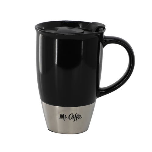 Mr Coffee Mr. Coffee Coupleton 4 Piece 15 Ounce Stoneware Travel Mug Set With Lid In Black