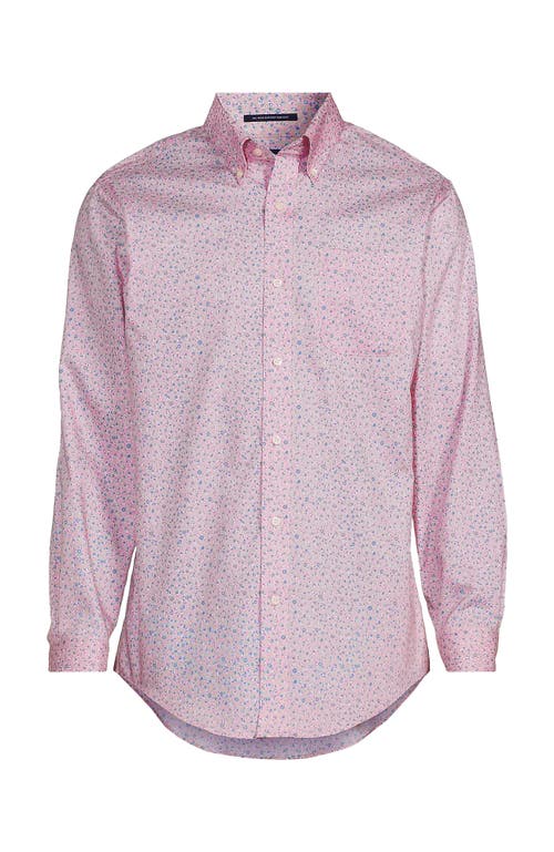Lands' End Traditional Fit Solid No Iron Supima Pinpoint Buttondown Collar Dress Shirt In Light Rose Pink Blooms