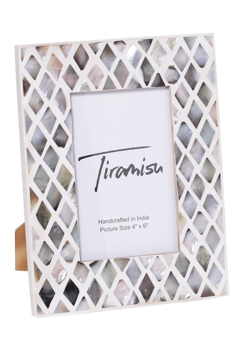 Mother-of-Pearl Picture Frame - Diamond Pattern, Alternate, color, IVORY