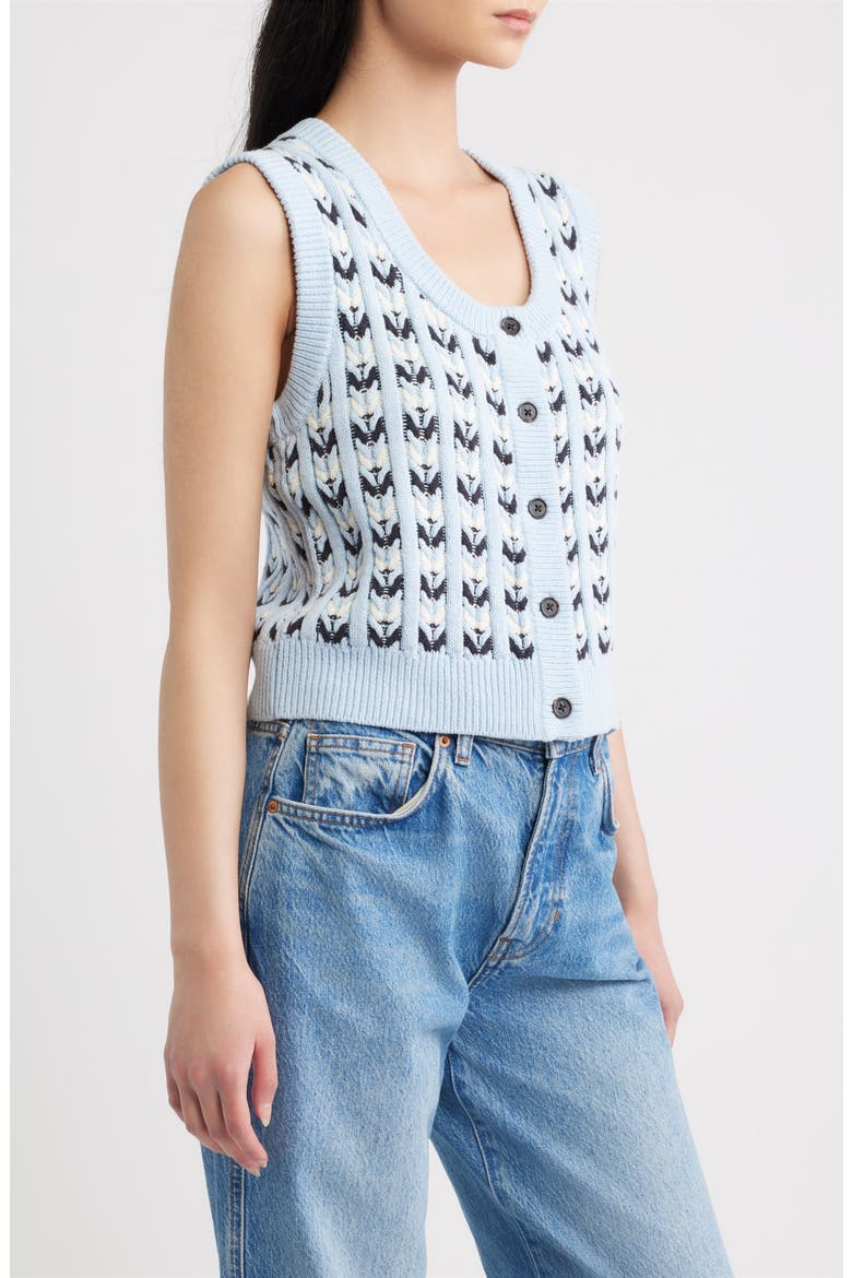 Chance Fair Isle Sleeveless Cardigan, Alternate, color, SKY BLUE
