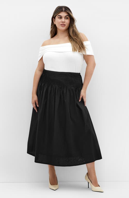 City Chic Haven Pleated Midi A-line Skirt In Black