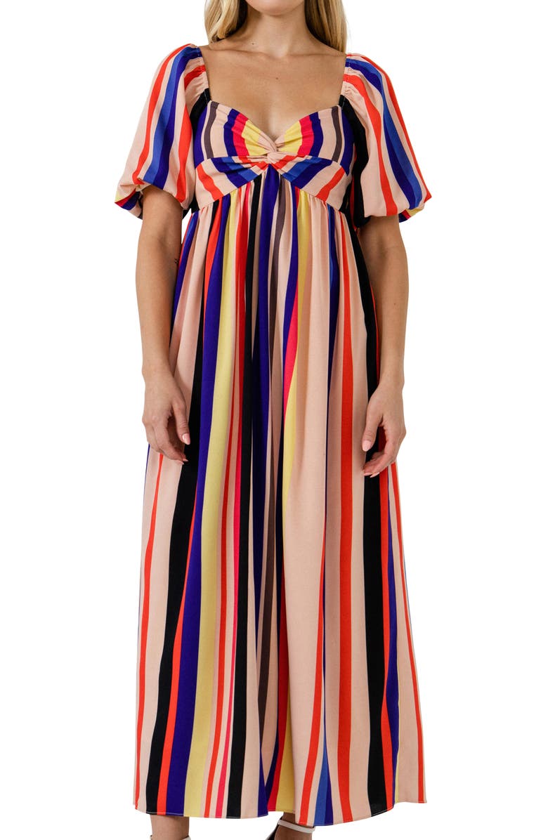 English Factory Multicolor Stripe Maxi Dress, Alternate, color, Multi