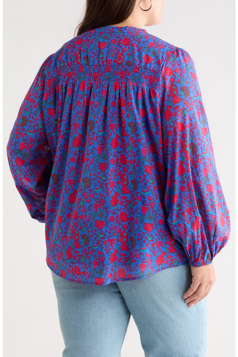 Tanya Floral Smocked Top, Alternate, color, BLUE-FUCHSIA