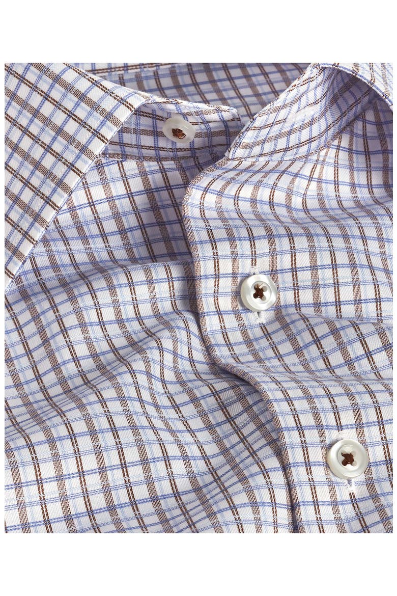 Trim Fit Broken Line Check Twill Dress Shirt, Alternate, color, WHITE/ CHOCOLATE