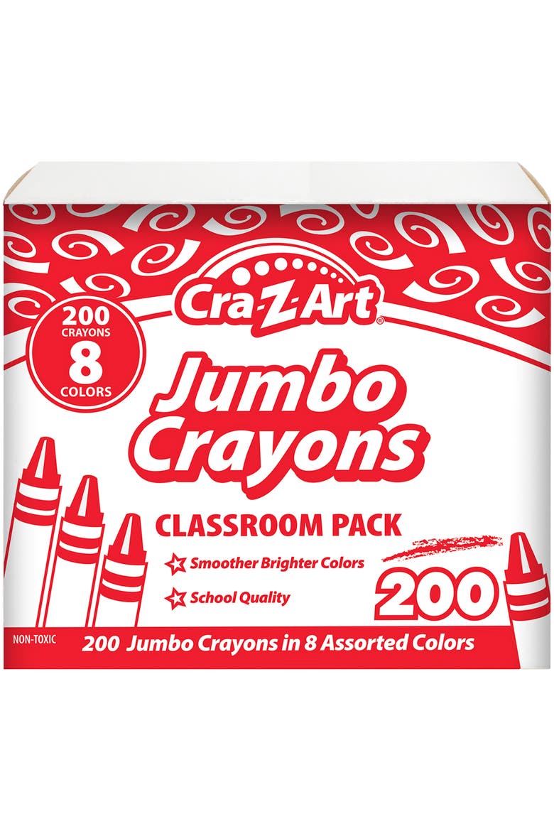 Crazart Classroom Pack Jumbo Crayons 200Pcs, 8 Colors, Toddlers & Kids, Alternate, color, Multicolored