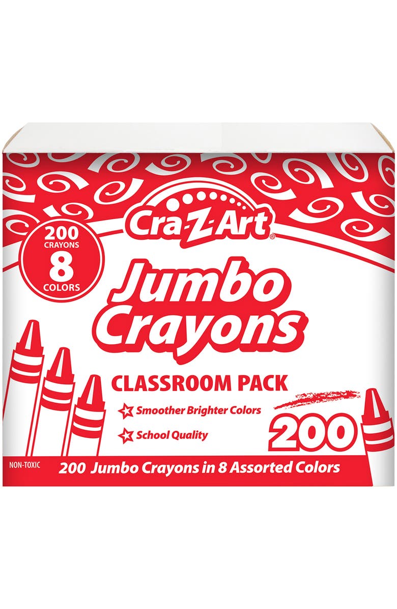 CRA-Z-ART Crazart Classroom Pack Jumbo Crayons 200Pcs, 8 Colors, Toddlers & Kids, Alternate, color, Multicolored