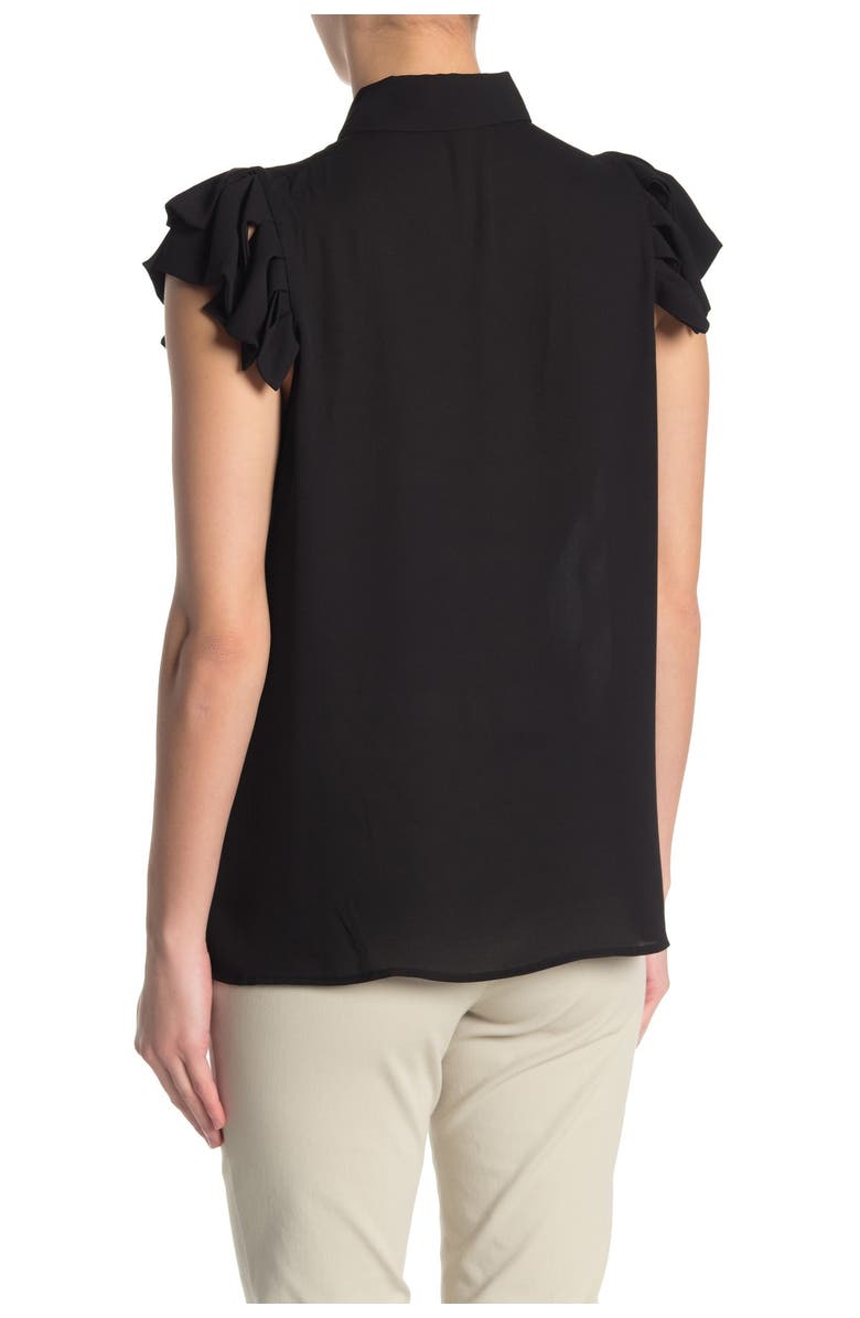 T Tahari Short Sleeve Pleated Blouse, Alternate, color, 