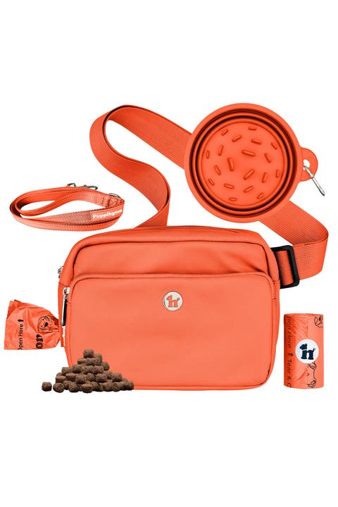 3-in-1 Dog Walking Bag with Waste Bags plus Travel Bowl and Reflective Leash