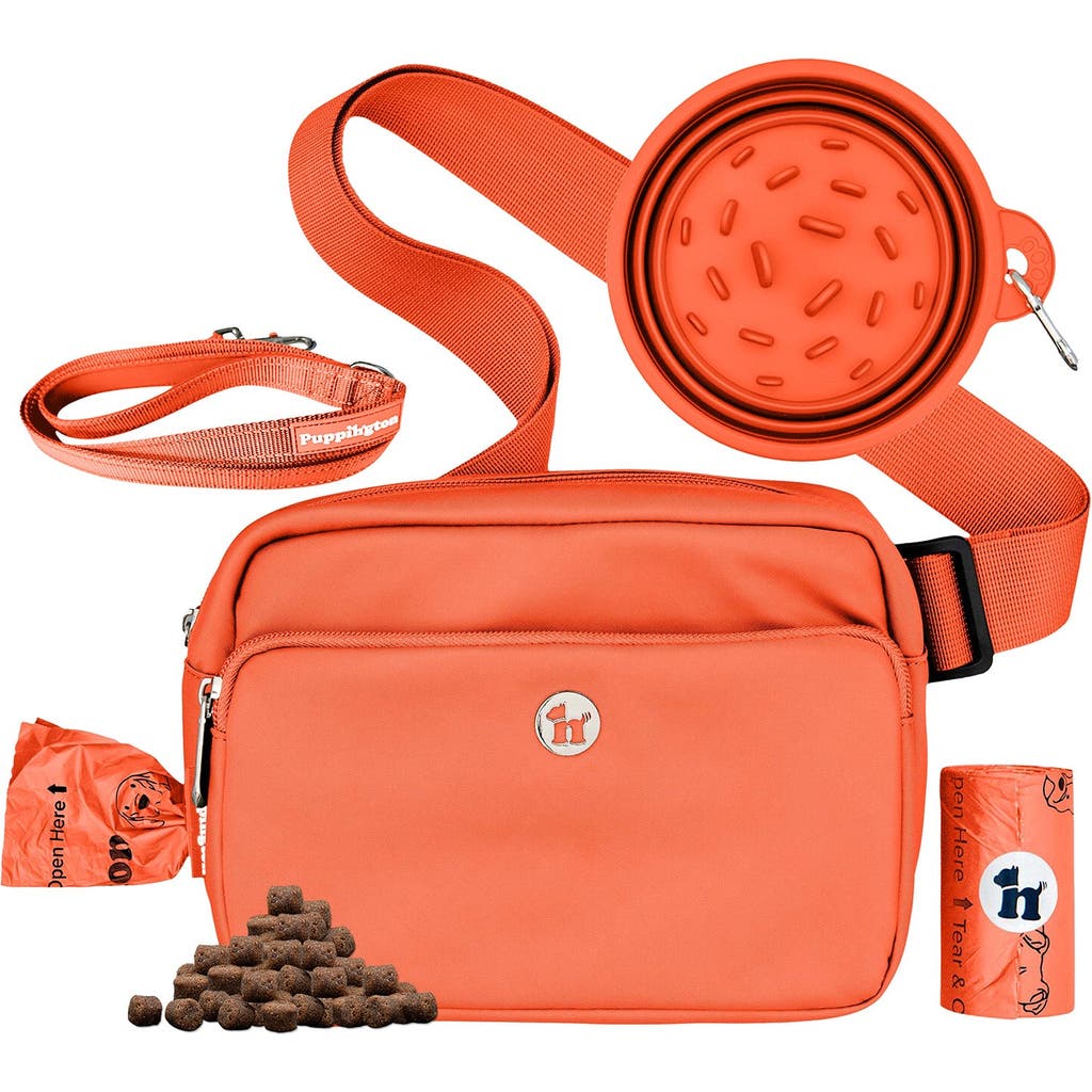 Puppington 3-in-1 Dog Walking Bag With Waste Bags Plus Travel Bowl And Reflective Leash