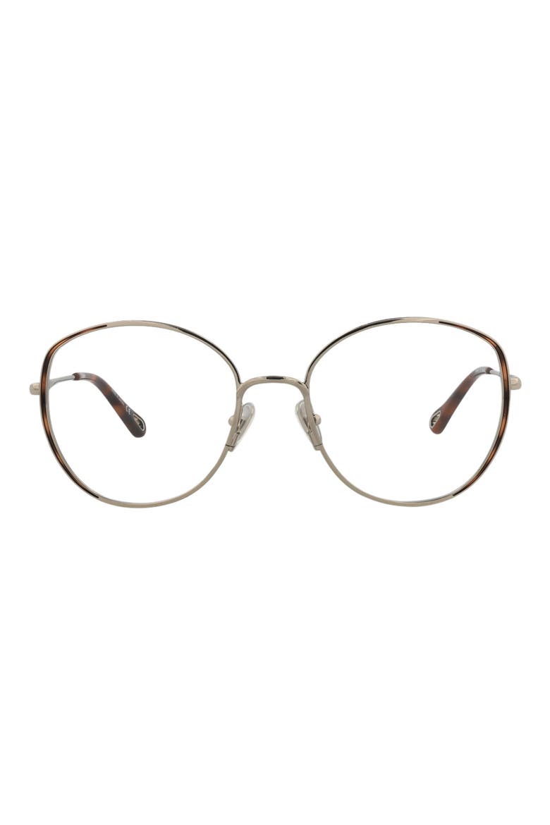 Fashion 54mm Round Optical Glasses, Main, color, SILVER SILVER TRANSPARENT