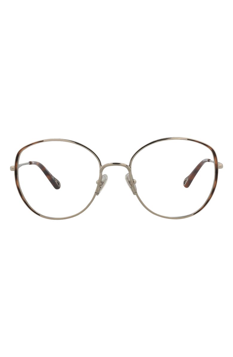 Chloé Fashion 54mm Round Optical Glasses, Main, color, Silver Silver Transparent