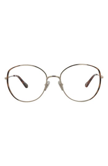 Chloé Fashion 54mm Round Optical Glasses In Silver Silver Transparent