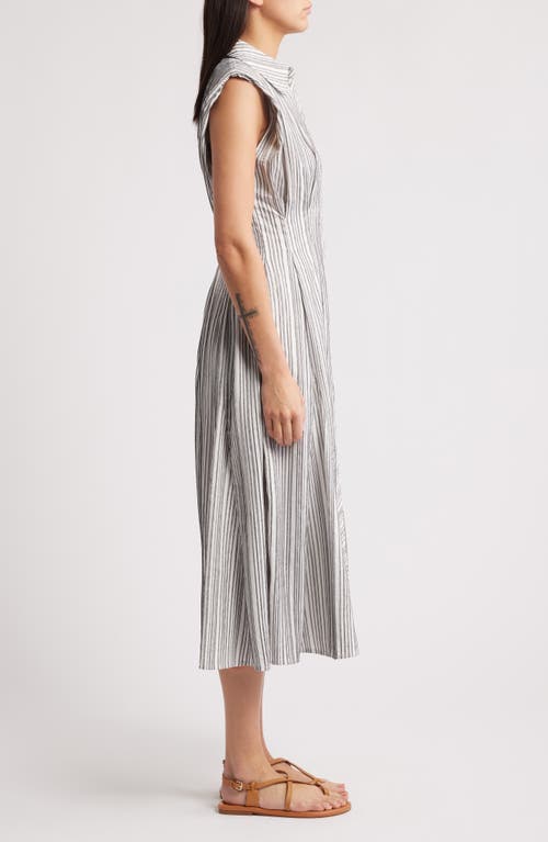 Zoe And Claire Stripe Sleeveless Shirtdress In White/black