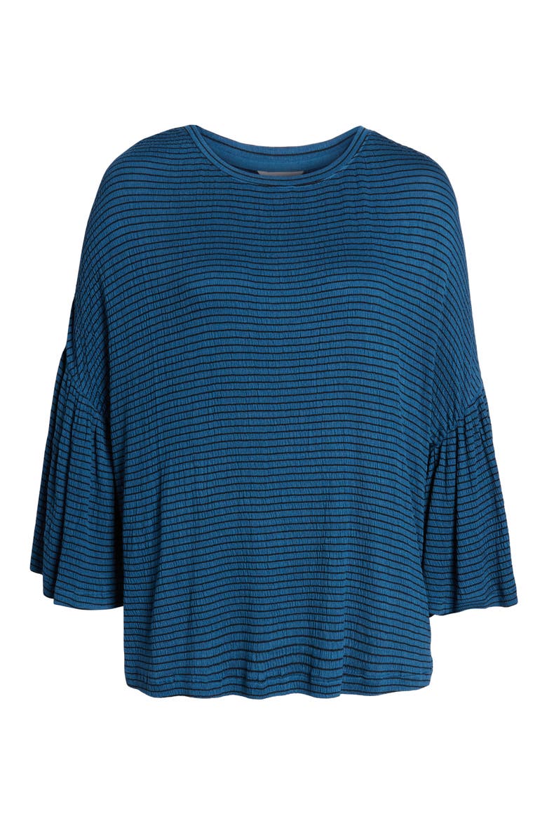 Stripe Bell Sleeve Tee, Alternate, color, BLUE DARK- BLACK BLOOM STRIPE