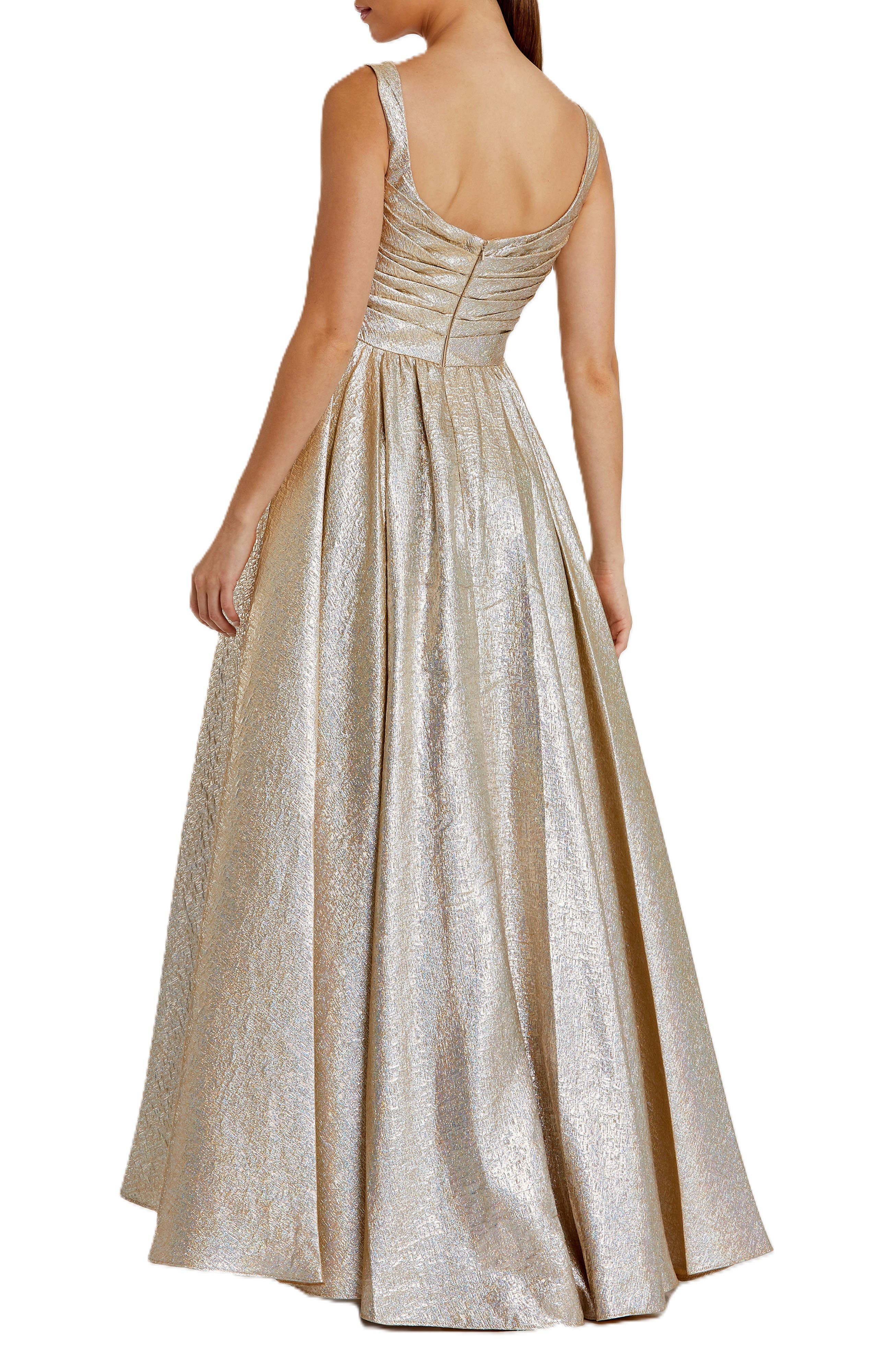 Metallic Pleated Bodice Ballgown - image 4