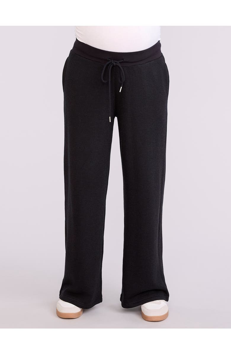 MOTHERHOOD MATERNITY Under the Belly Wide Leg Sweatpants, Alternate, color, Black