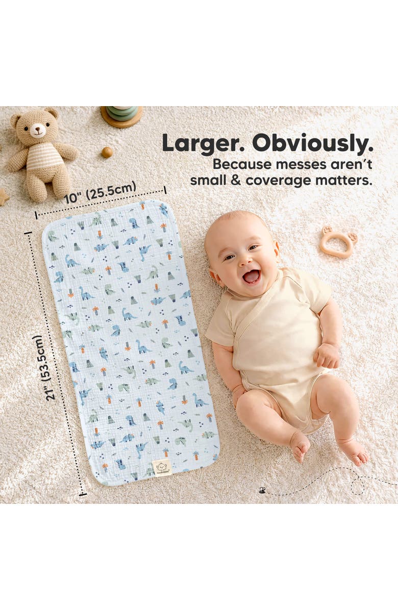 KeaBabies 5-Pack Lyra Muslin Burp Cloths, Alternate, color, Dino Park