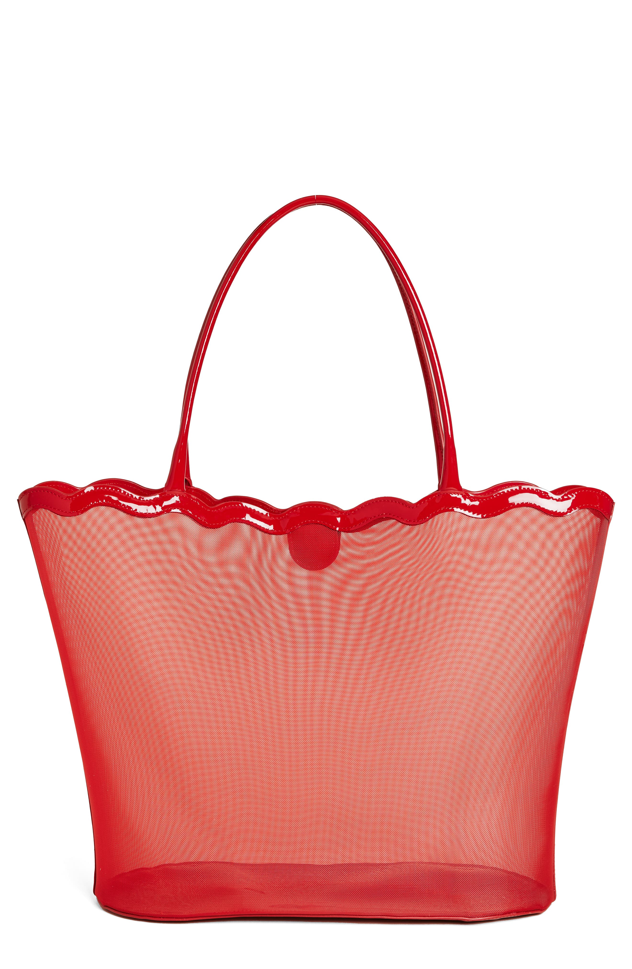 Reformation Isabella Tote, Main, color, Red Mesh