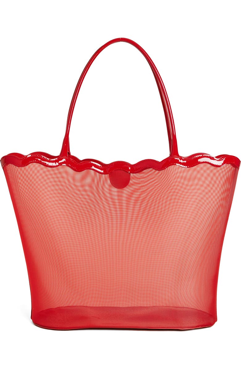 Reformation Isabella Tote, Main, color, Red Mesh