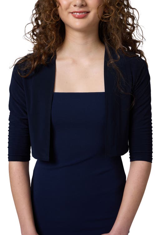 Un Deux Trois Cropped Bolero Jacket In Navy