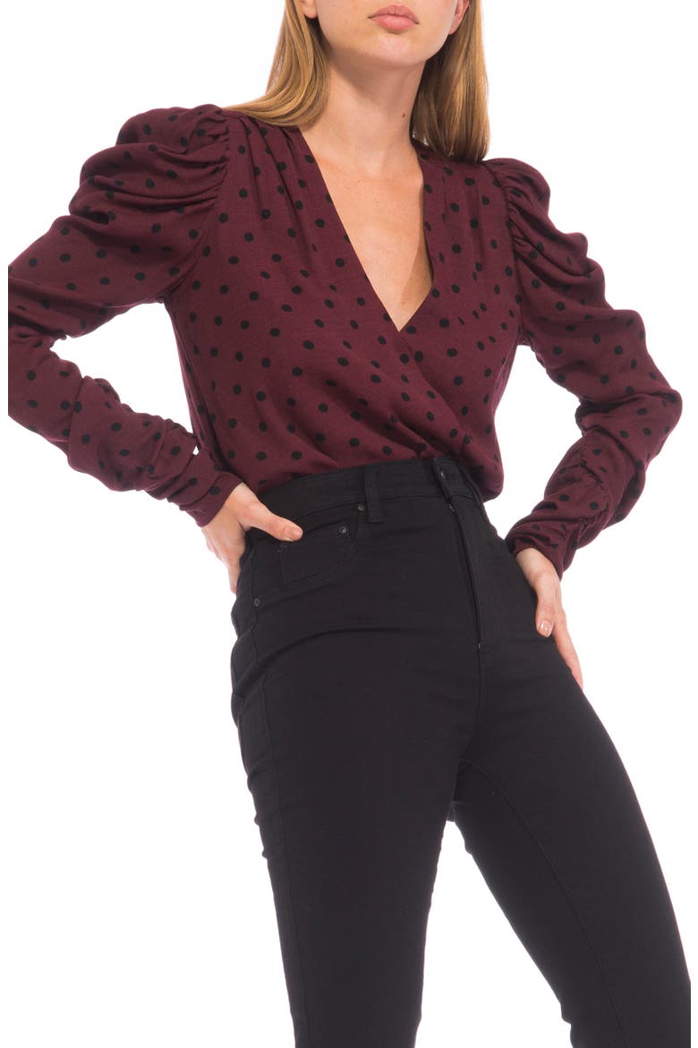 Danna Puff Long Sleeve Bodysuit, Main, color, PORT POLKA DOT